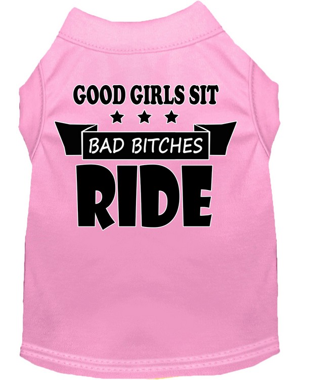 Bitches Ride Screen Print Dog Shirt Light Pink XL